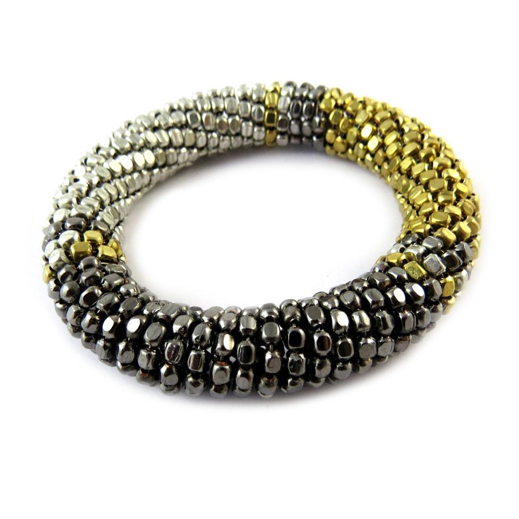 

Les Trésors De Lily [N8088] - фантазийный трехцветный браслет «Килиманджаро» (серо-серебристо-золотой)