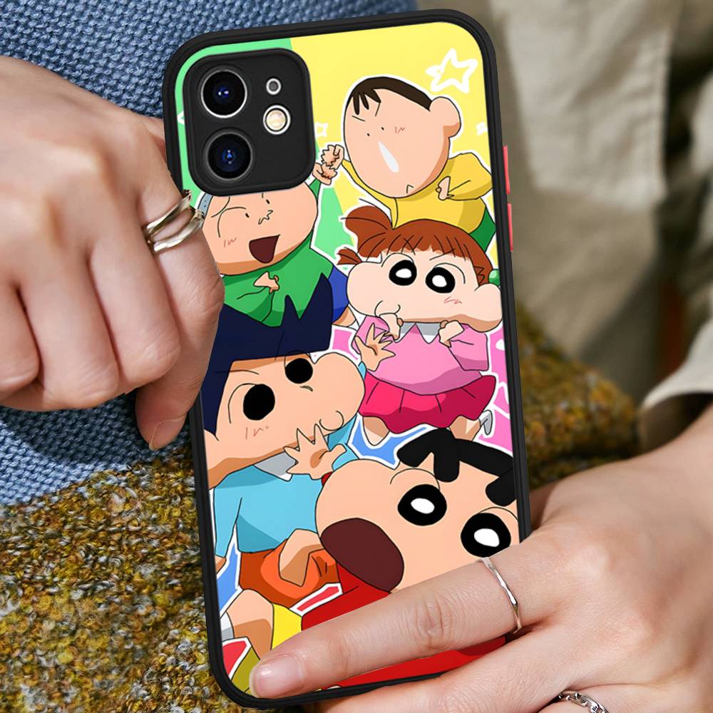 Anime Crayon Shin-Chan Matte Transparent Phone Cover For IPhone Case 16 15 14 13 12 11 Pro Max X XS Max Plus