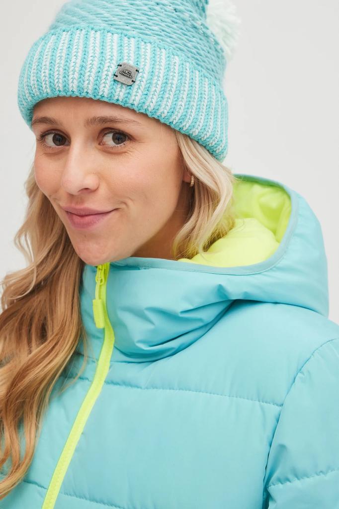 O'neill O'riginals Puffer Anorak Outdoor Wear Women Aqua Sea Color Block [1500028-45032] size XS
