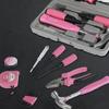 13/24Pcs Household Repair Tool Kit Multi-Purpose Pink Home Hand Tool Set Hammer and Allen Key with Electrical Tape Screwdriver