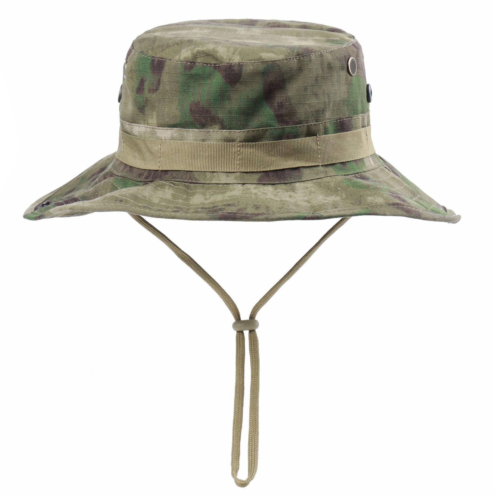 Men s and women s camouflage round-brimmed hats, outdoor hiking hats, sunscreen fishing hats, cotton short-brimmed sun hats One size fits all