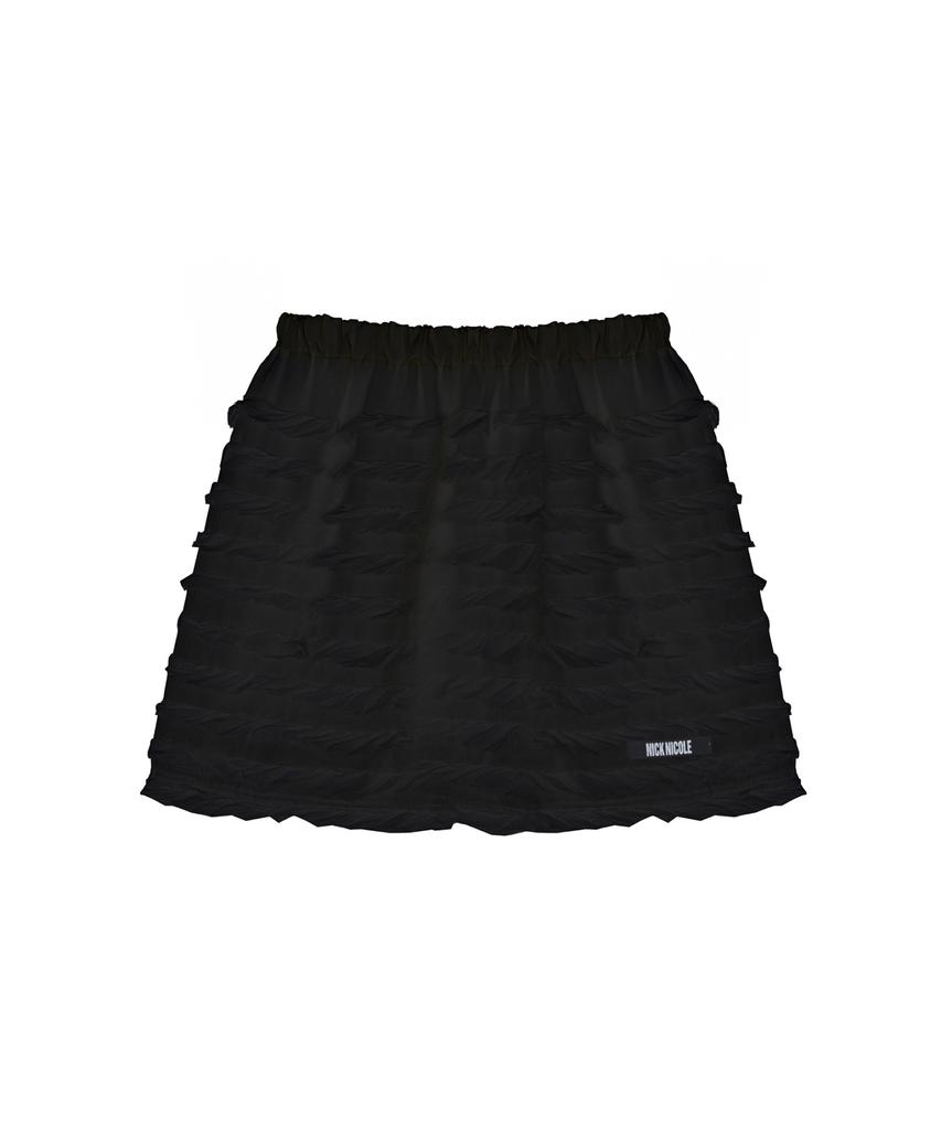Nigaennikol Fringe Lace Mini Skirt_Black