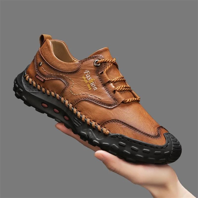 Fashion Outdoor Casual Leather Mens Shoes New Male Sneakers Adult Non-Slip Casual Desert Hiking Footwear Treking Shoes For Man Trainers