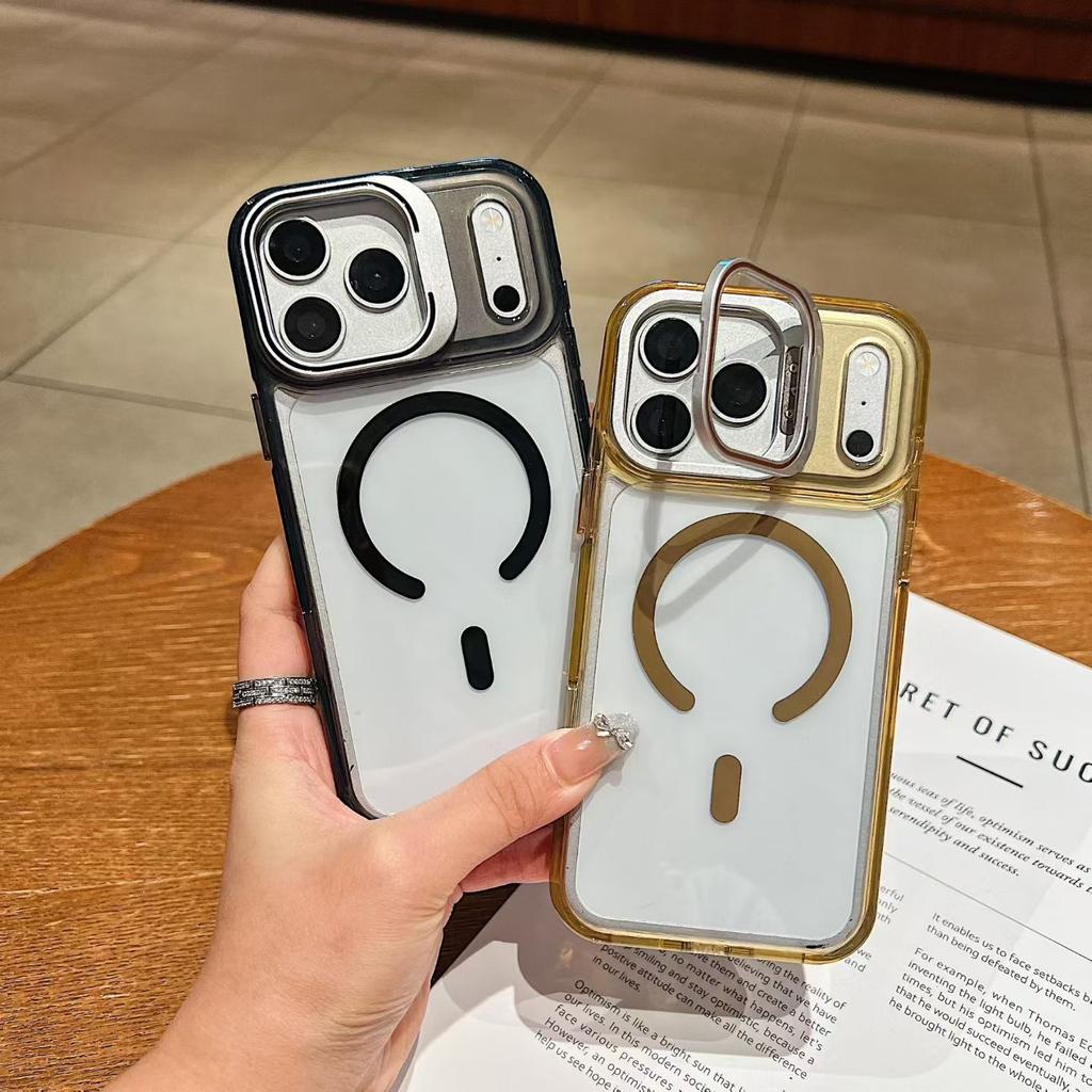 Applicable to Apple 11promax mobile phone case transparent magnetic lens holder iphone11 fine hole anti-drop protective cover