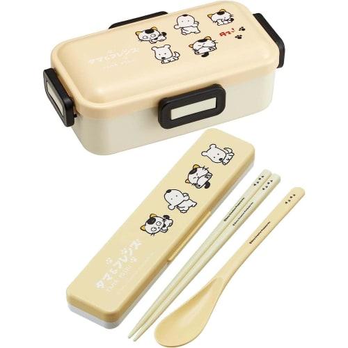 Skater Tama & Friends Chopsticks and Spoon Set, Perfect for Lunch Boxes, Adult Size, Antibacterial, Combo Set, 18cm, Quiet, Made in Japan, CCS3SAAG-A