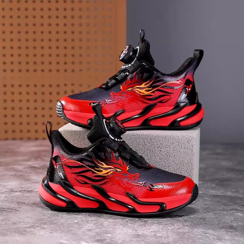 Youth style shoes Boys Basketball Shoes Kids Lightweight Anti-Slip Rubber Sole Winter Warm Lined Sneakers With Rotating Buckle