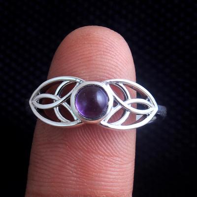 Pierścionek oświadczenia Ametyst Pierścionek z kamieniem urodzeniowym w lutym 925 Sterling Silver Fine Jewelry Srebrny pierścionek