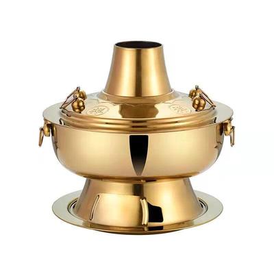 32cm Retro Copper Plated Stainless Steel Charcoal Hot Pot