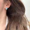 Light Luxury High Quality Turquoise Earrings for Women Fashion Oval Wire Drawing Blue Earings Stud Wedding Jewelry