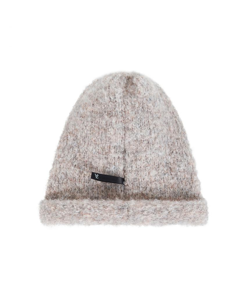 Bajal Va Brooch Melange Wool Rolling Beanie Pink Mix