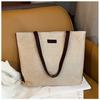 Cotton and linen casual tote bags are hot-selling large-capacity portable bucket bags, fashionable and simple solid-color shoulder bags.