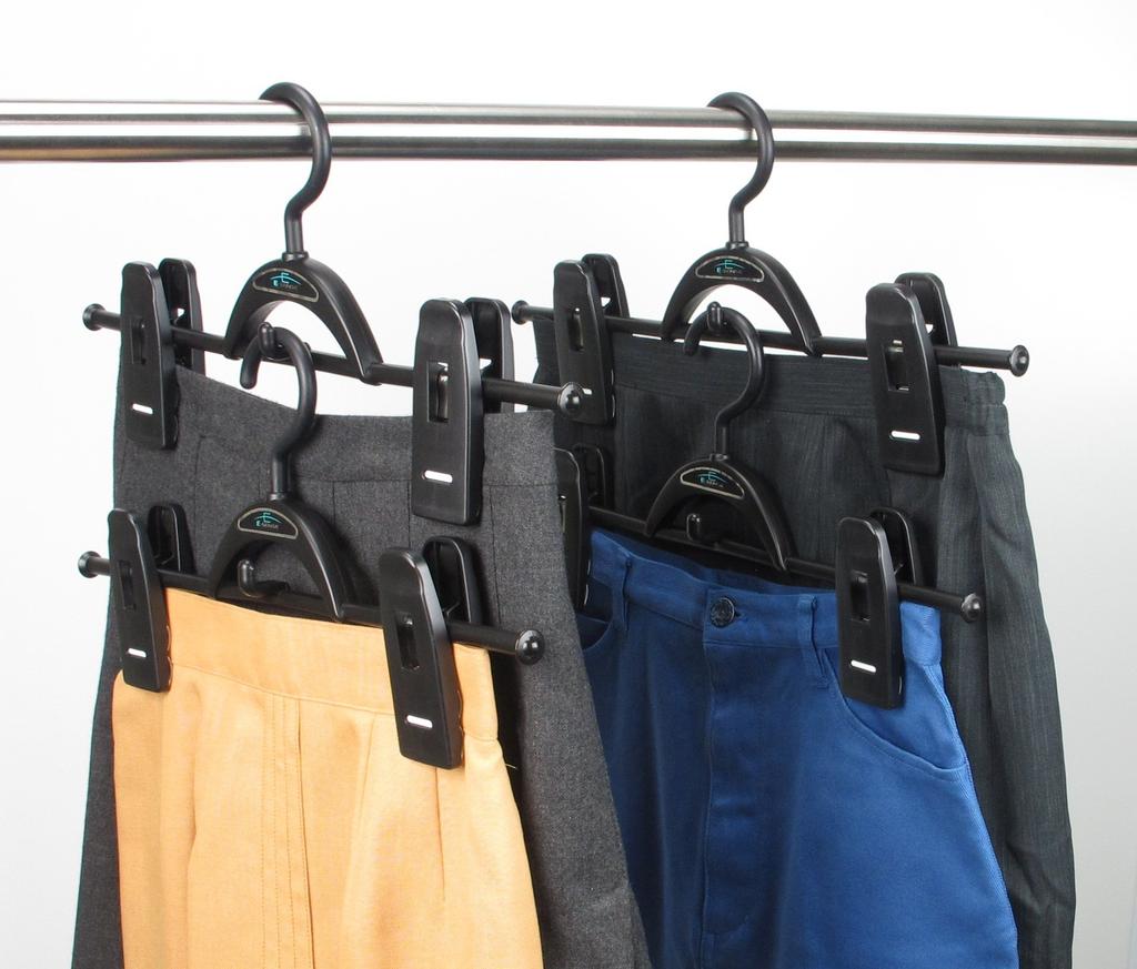 Sawafuji Jumbo Clip Clothes 1 395mm Set of Made in for Prevents Leaves No E-SENSE Hanger, Tier, 4-Pack, Black, Wide, 4, Japan, Skirts, Trousers,