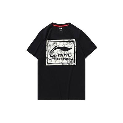 Li Ning Sports Fashion Series Casual Sports Printed Breathable Short Sleeve T-Shirt Men Tops Black AHSP493-2