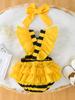 Bee-Themed Summer Romper with Peek-a-Boo Skirt & Headscarf for Newborns & Toddlers