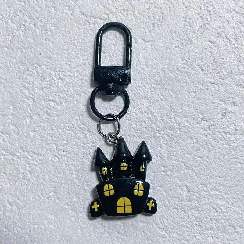 Cute Little Ghost Dark Demon Animals Resin Halloween Keychain For Women Keyring Bag Charm Pendant Car Key Accessories