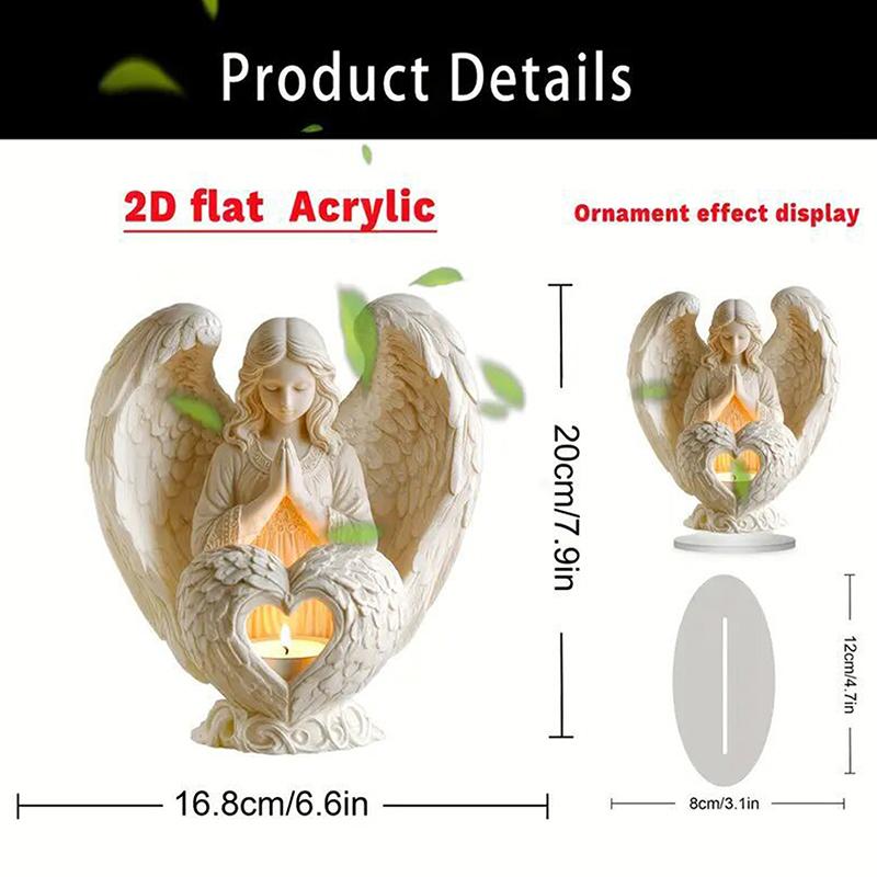 2D Flat Angel Ornament Christmas Decorative Statue White Acrylic Angel Statue Christmas Ornament Purity Symbol Home Decor