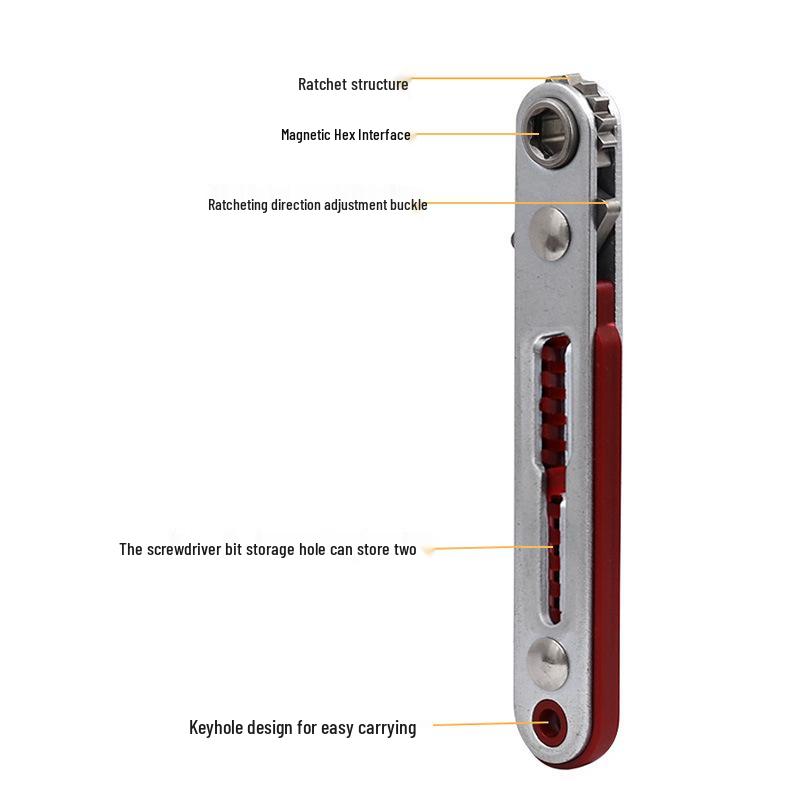 Compact Dual-Action Ratchet Wrench: Phillips, Slotted & Hex Key Driver