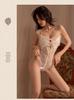 Women's French Mesh & Lace Erotic Lingerie Bodysuit with Bow