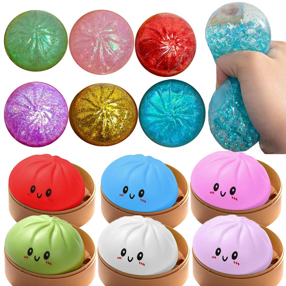 Push Bubble Colorful Dumpling Squishes Stress With Steamer Cute Anxiety Toy Soft Decompression Dough For Adults Prospector