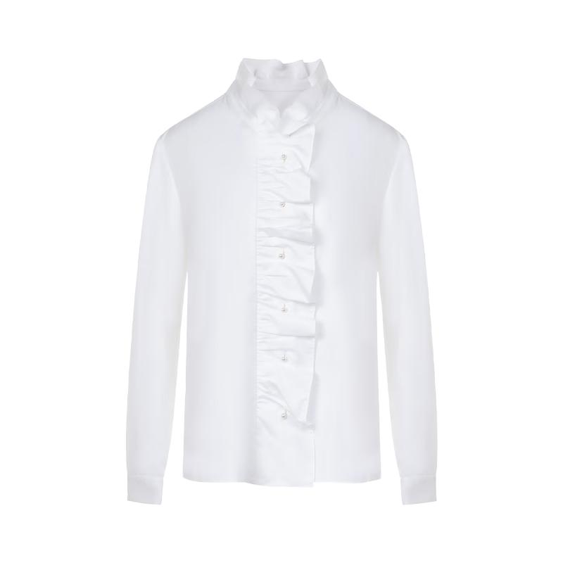 

LANCY Cotton Ruffled Blouse L