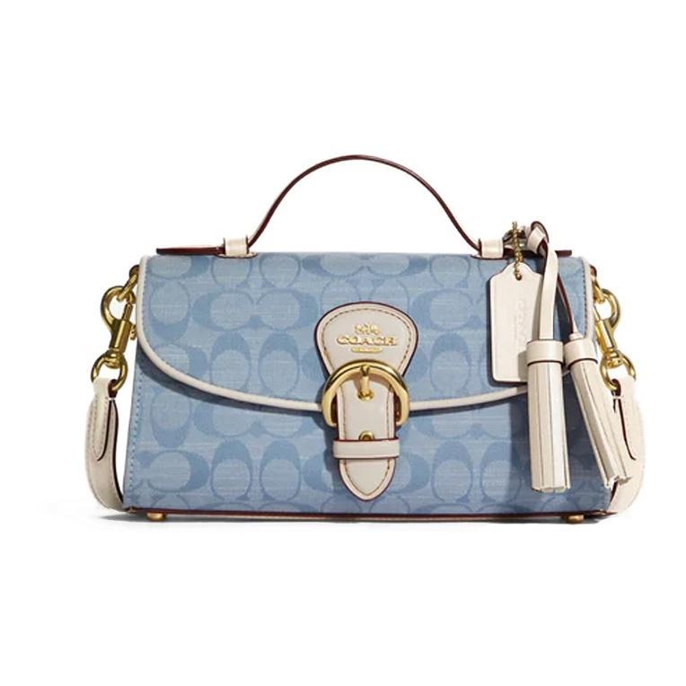 

Coach Kleo Classic Monogram Tassel Charm Shell Canvas with Leather Patch Shoulder Crossbody Bag for Women, Blue Monogram One Size-Basic Set (Bag+Dust Bag) квітковий/синій