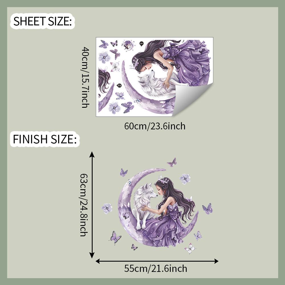 

Персонализированная Красавица и Бабочка Луны Волка Спальня Гостиная Прихожая Украшение и Декорация Наклейки на Стену