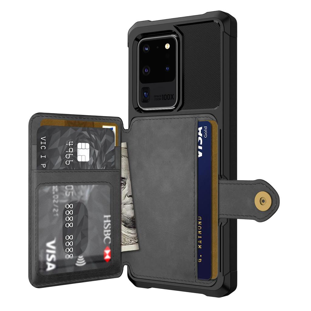 For Samsung Galaxy S20 Ultra S10 S9 Plus S10e Credit Card Case PU Leather Flip Wallet Cover with Photo Holder Hard Back Cover