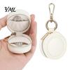 Small Storage for Earrings Portable Jewelry Box Keychain, PU Leather Travel Organizer Case, Soft Pouch Velvet Lining Secure Zipper Closure Rings