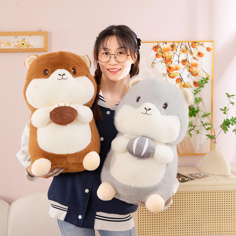 Cute Groundhog Plush Toy Holding Pine Nuts Design For Kids Decor Bedroom