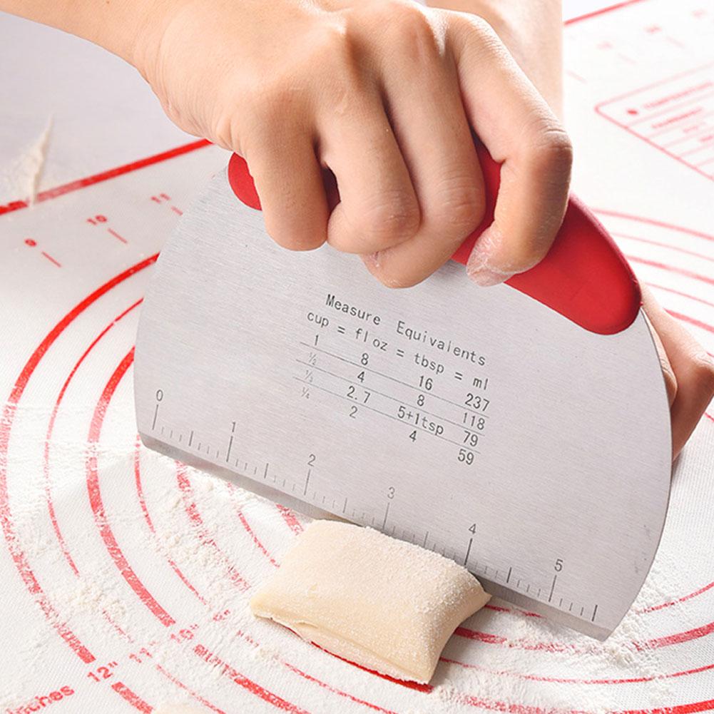 Stainless Steel Dough Cake Scraper Pizza Cutter Cutting Knife with Scale Baking Tool