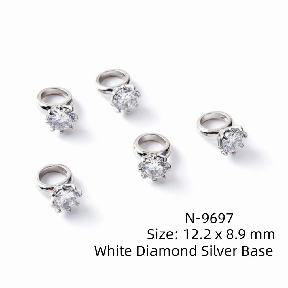 Sparkle Zircon Nail Art Rhinestones 3D Zircon Diamond Crystal Nail Nail Art Charms Gold Silver Alloy Big White Diamond