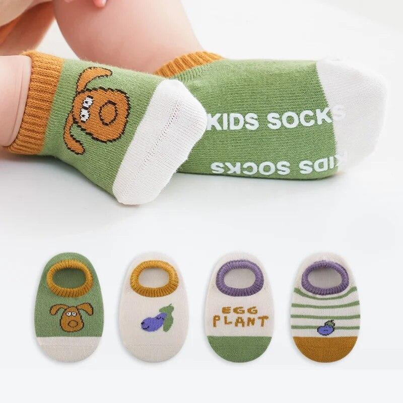 4Pairs/Set Newborn Baby Boat Socks For Girls Boys Summer Infant Girl Boy Toddler Floor Sock Anti-slip 0-4Y Children's Socks