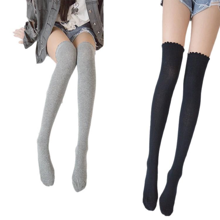 Japanese Style Lolita JK Winter Over-the-Knee High Socks Handmade Cotton Breathable Socks Crew Length Body Logo Anti-Bacterial