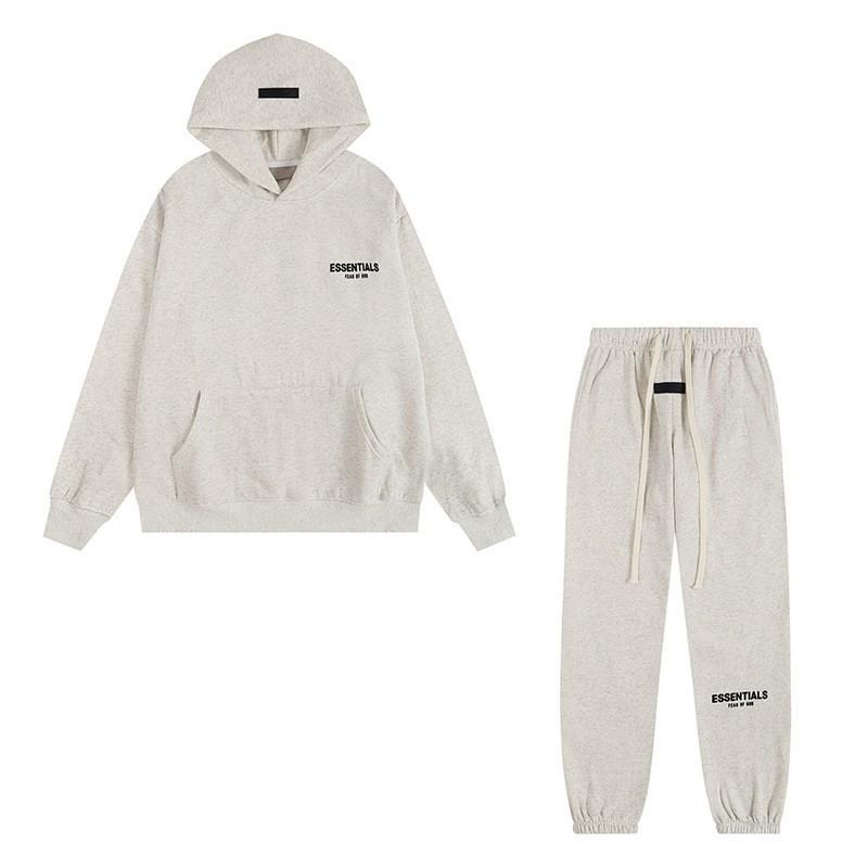 FEAR OF GOD ESSENTIALS Flocked Letter Hoodie Loose Fit Fleece Sweatshirt Youth Casual Wear