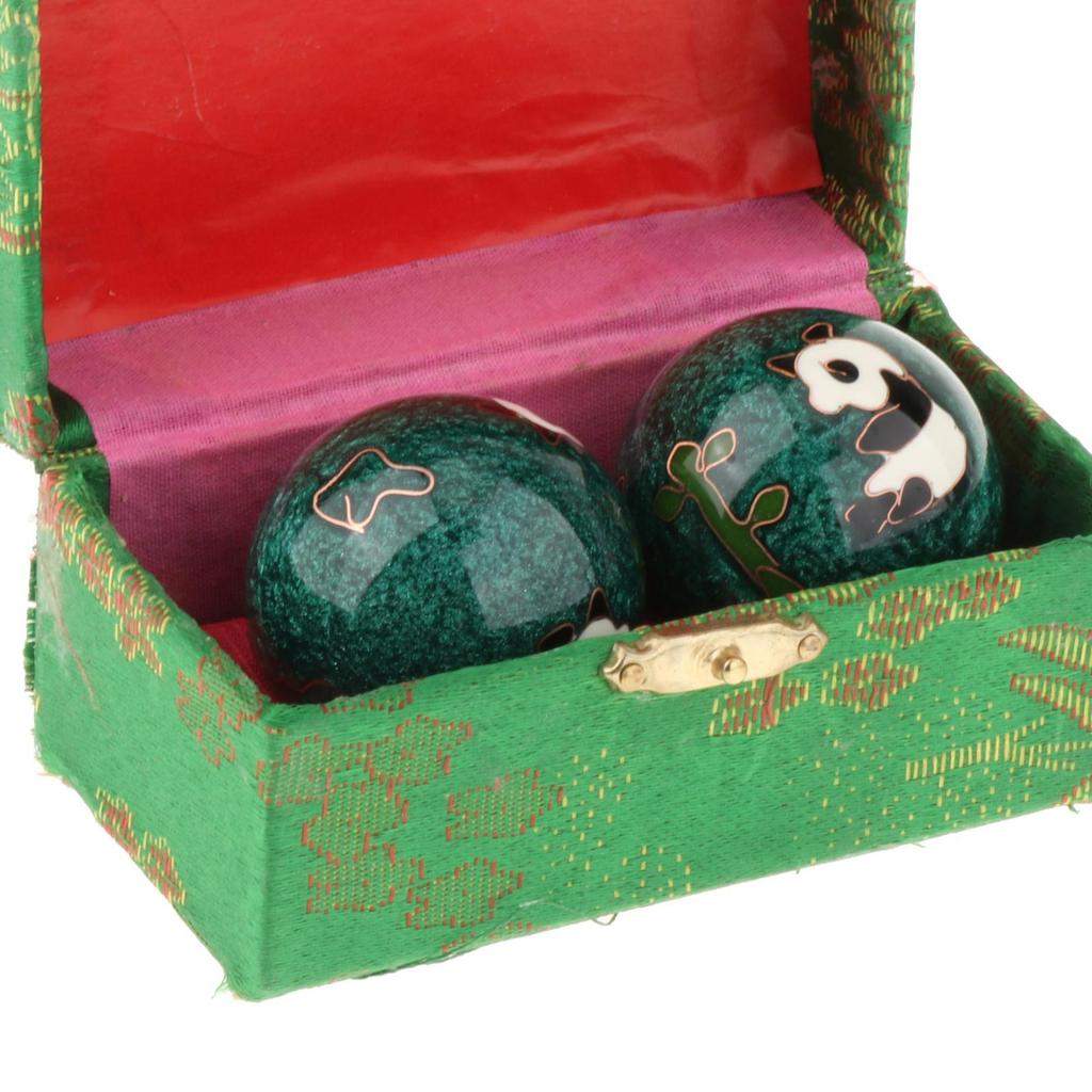 Pack of 2 hand massage balls with storage box Baoding balls for seniors and