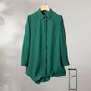 Women's Spring/Fall Long-Sleeve Loose-Fit Korean-Style Shirt, Plus Size, Mid-Length Base Layer Shirt