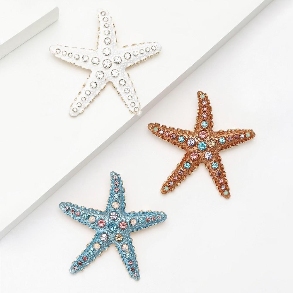 Party Jewelry Starfish Pin Gifts Metal Badge Fashion Sparkling Starfish Brooches Women