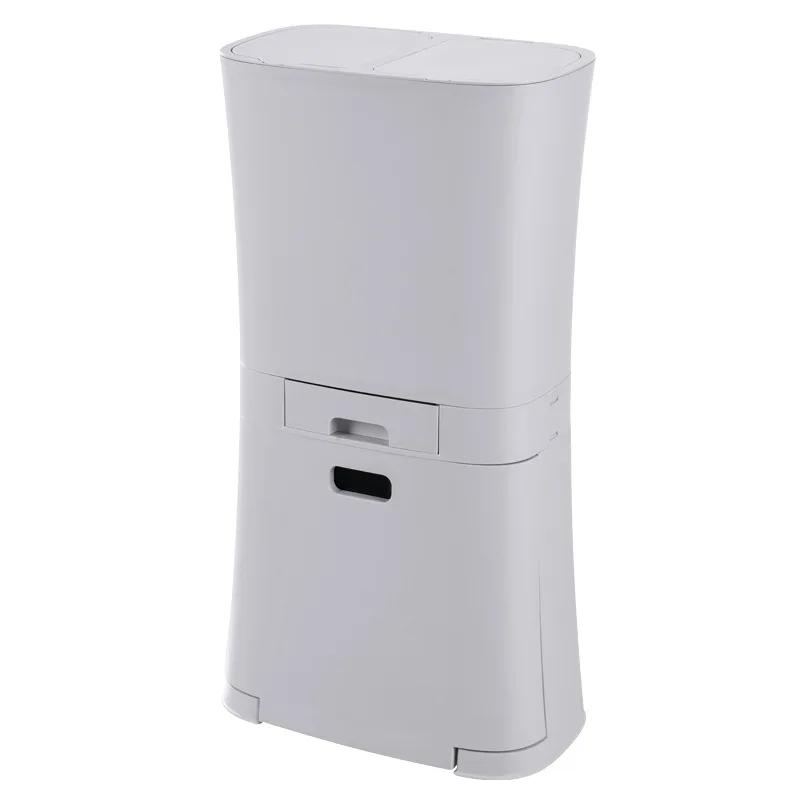 Для кухонного мусорного ведра, 3-слойное дно, Экономит много места при сортировке сухого и влажного мусора, С колесами, Угловой бытовой мусорный бак