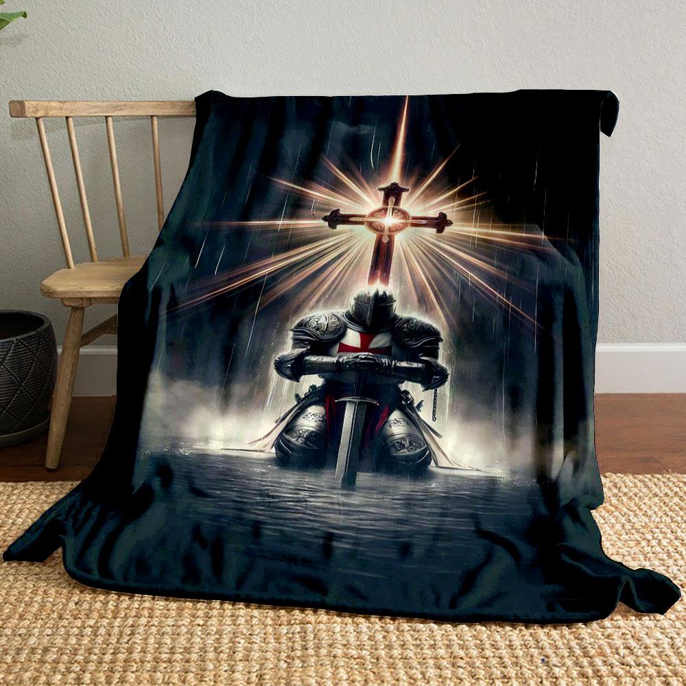 

Crusader Knight Cross Blanket Printed Blanket for Living Room Bed Couch lunch break Soft Cozy Blanket for Friend s festival Gift 80cm x 120cm