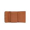 Daks Brown Check Pattern Leather Combination 3 Fold Wallet Dcwa2e624[meghan]