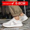 Men's White Breathable Thick-Soled Platform Sneakers - Discreet 8cm Height Boost Casual Dad Shoes