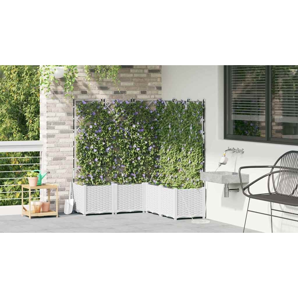 Garden Planter Set 5 pcs White 120 x 120 x 142 cm Plastic
