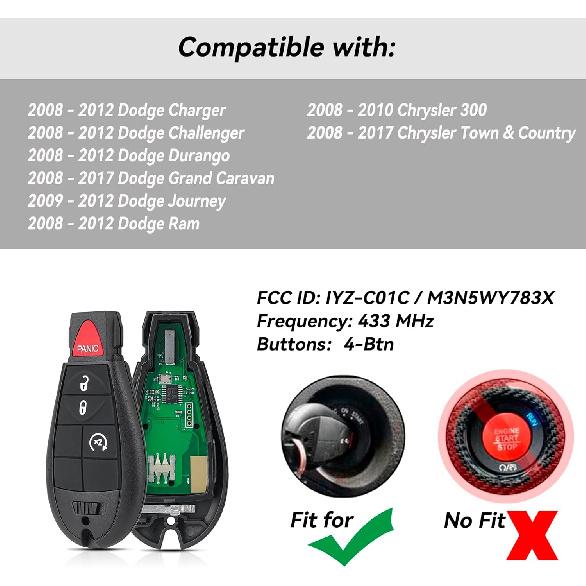 IYZ-C01C Key Fob FOBIK Replacement Remote Key DIY Kit For Dodge Ram 1500 2500 2009 2010 2011 2012 Grand Caravan Charger Challenger Durango Journey