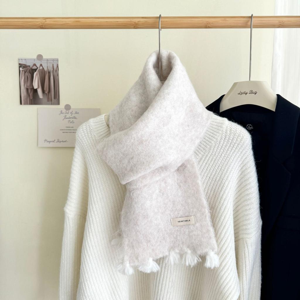 Fashionable Wool Knitted Scarf Autumn Winter Warm Simple Cold-Proof Shawl For Students Solid Color Versatile Thickened Muffler