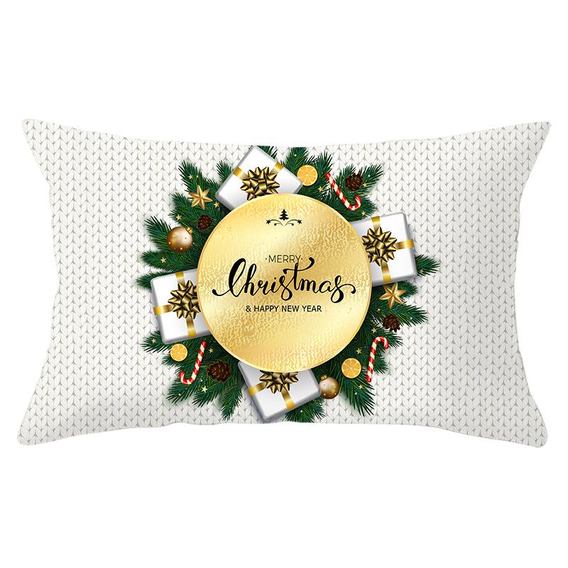 New Christmas Peach Skin Waist Pillowcase Gold Series Sofa Cushion Cover Bedside Pillow Cover