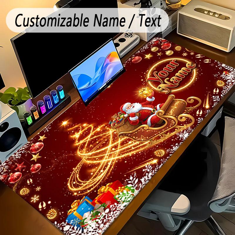 Christmas Theme Personalized Mouse Pad Custom Name Text Non Slip Desk Pad For Laptop Office Desktop