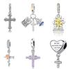 S925 Silver DIY Fashion Cross Pendant Bead Jewelry Accessories Religious Theme Craft Making Supplies