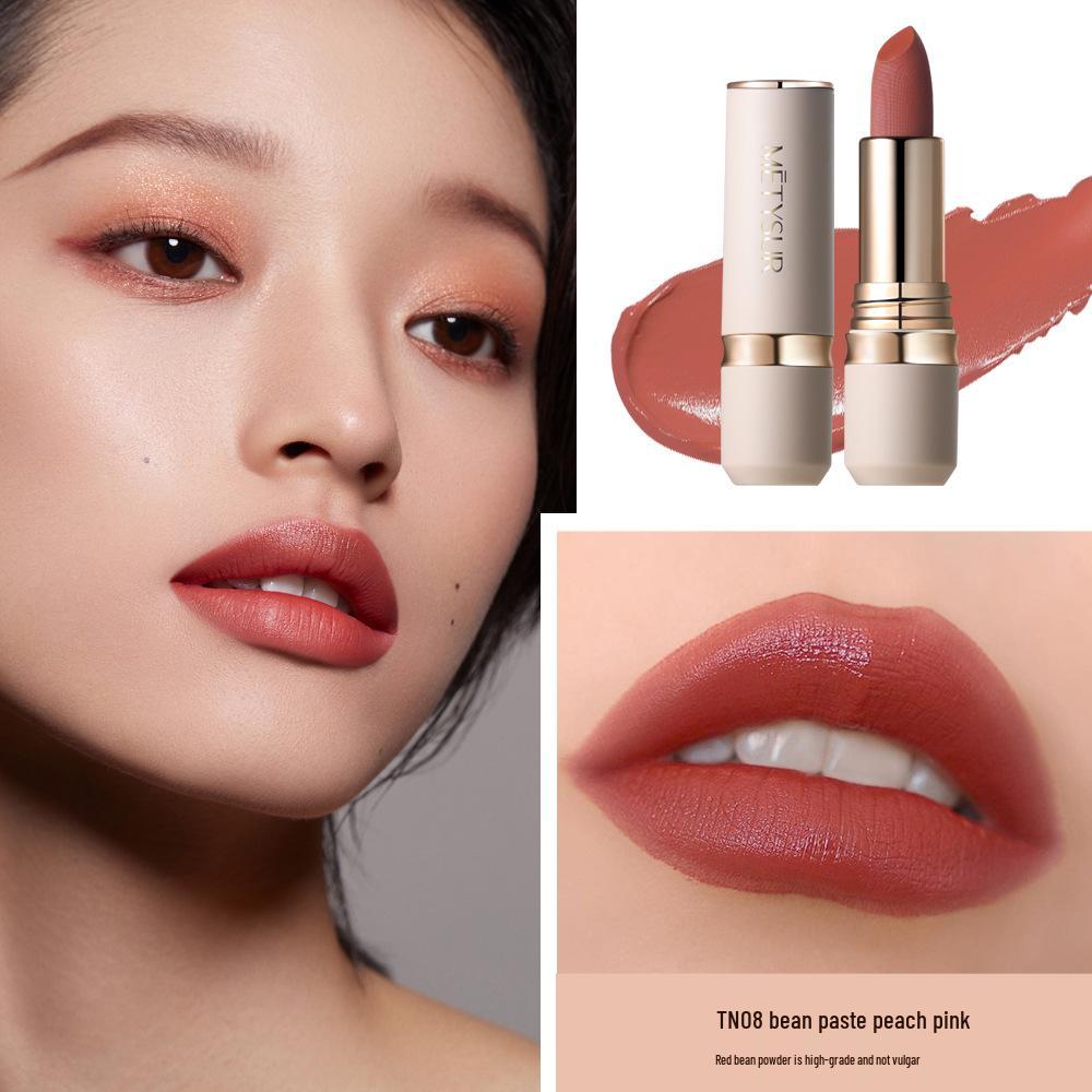 

Meiti Xiu Rose Essential Oil Matte Velvet Lipstick - Moisturizing, Long-Lasting, Pigmented, Whitening Finish.