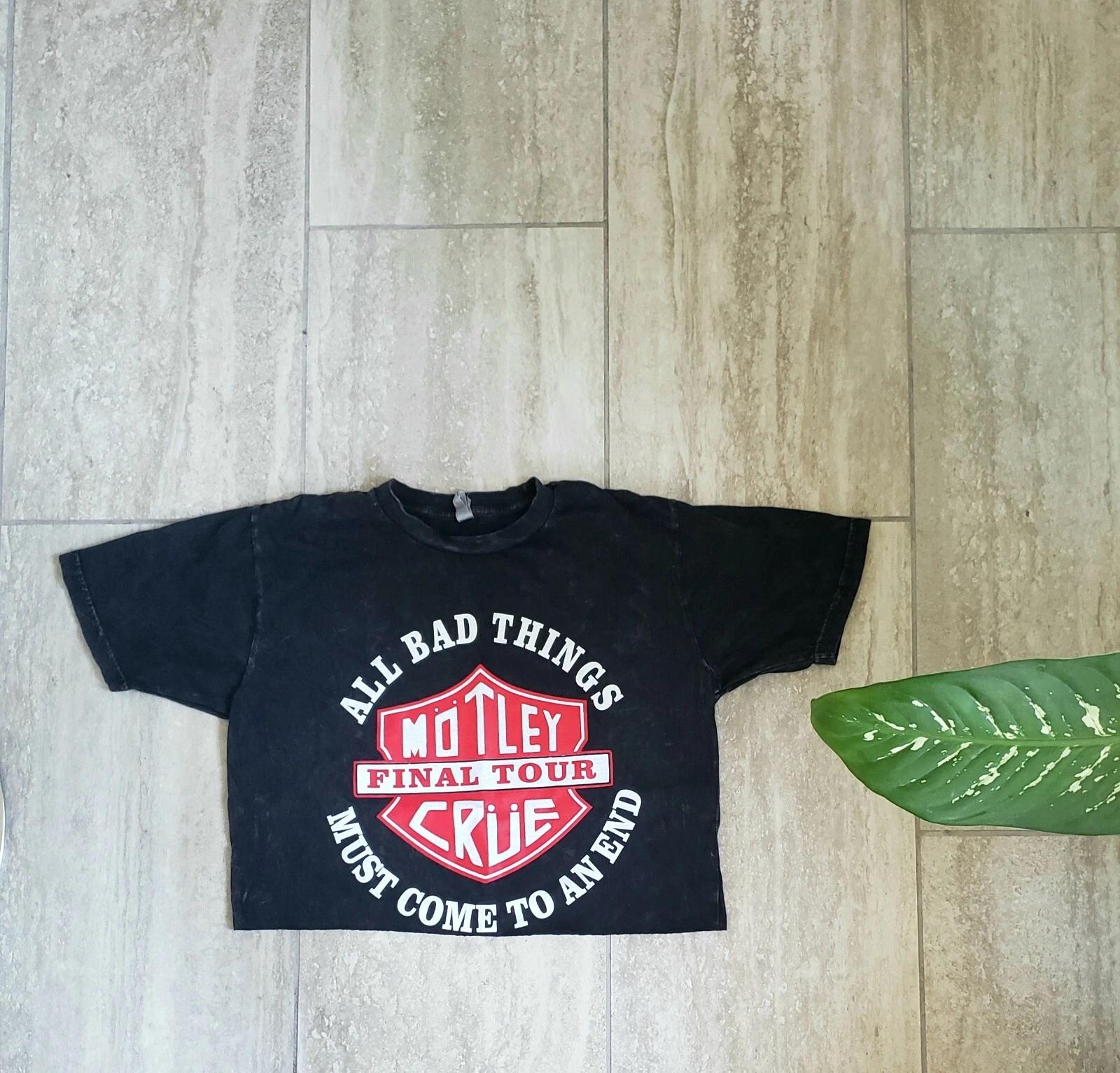 Motley Crue cropped top shirt vintage style XL