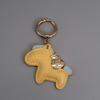 Instant Wealth Leather Keychain with Cartoon Pony Pendant for Couples – Trendy Bag and Car Accessory